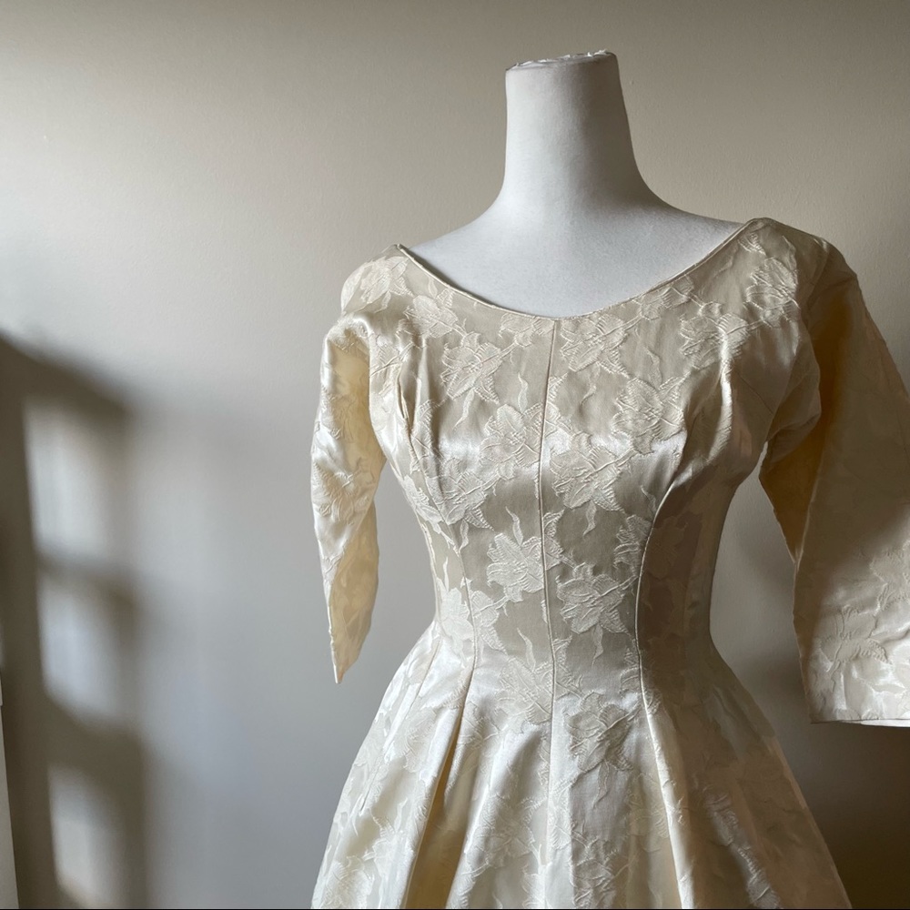 XS New Look, 1948 Cotton Brocade Dress, mint but needs zip - Picture 3 of 13